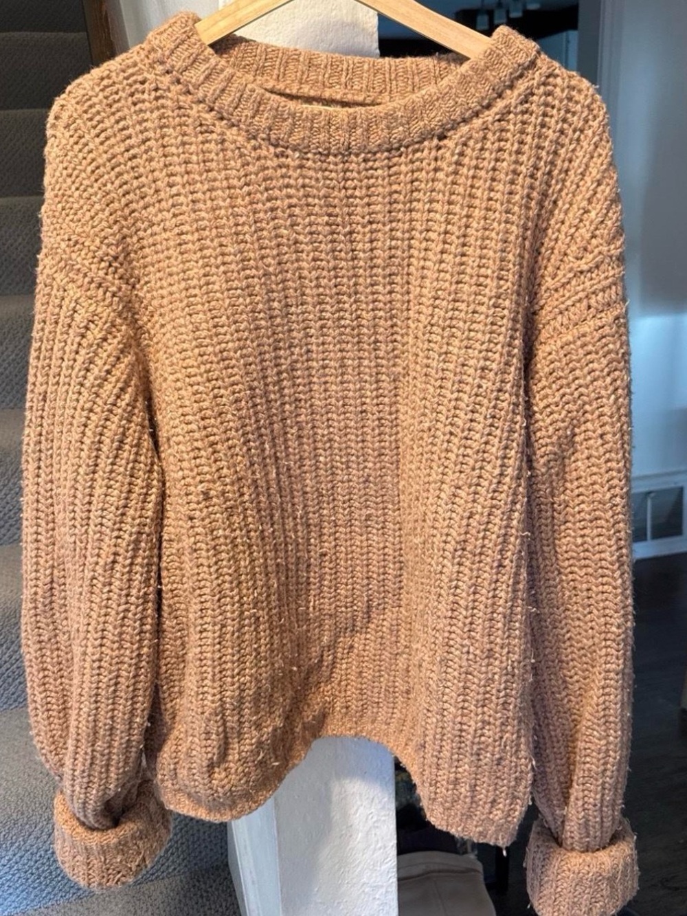 Cozy Chunky Knit Crewneck Sweater - Beige